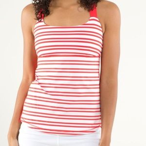 Lululemon Track and Train Red Striped Tank Size 4